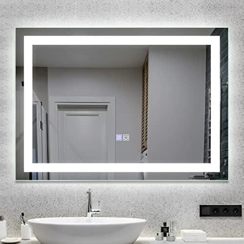 Miroir LED Salle De Bain MYGIIVOVO - 45x60cm, 3 Couleurs Lumière, Interrupteur Tactile - Éclairage Intelligent