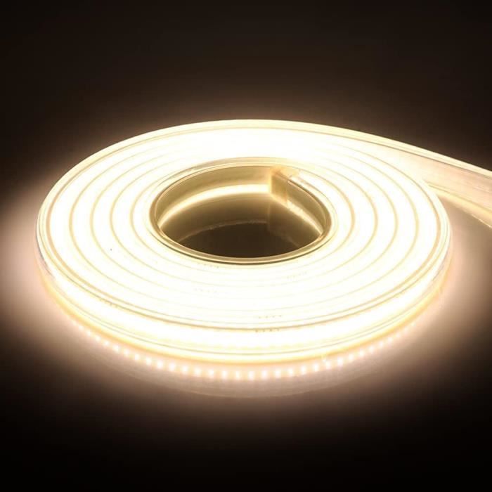 Bande LED COB Flexible 220V - 2 Mètres, 240 LEDs/m, IP65 étanche, Blanc Chaud 3000-3500K, Pour Décoration Intérieure Et Extérieure - 13