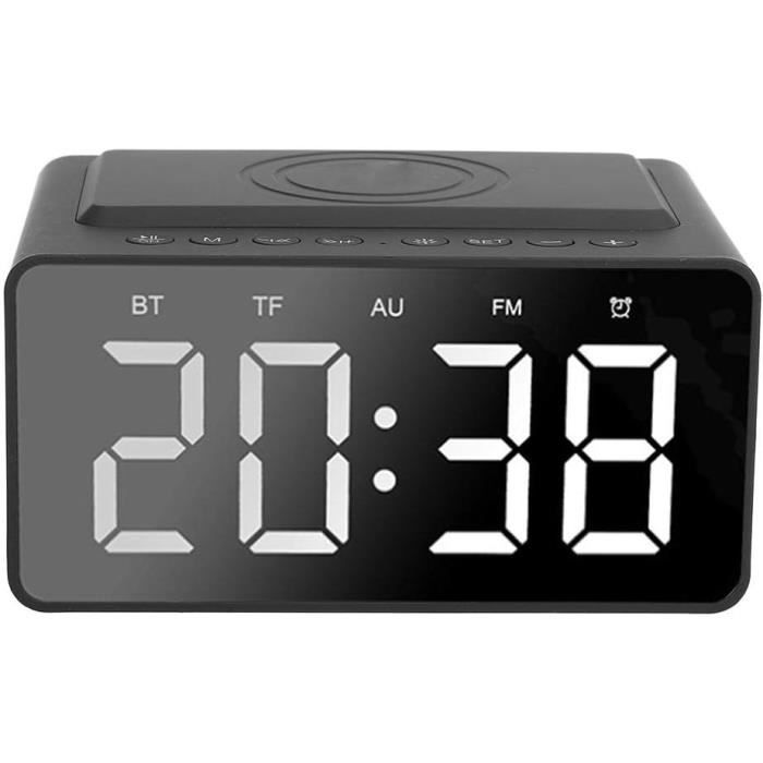 Réveil Haut-Parleur Bluetooth, Radio-Réveil Fm Stéréo 3 En 1 Avec Affichage À Del Haut-Parleur