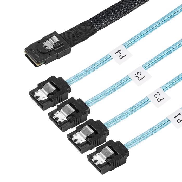 1m MSAS Cable – SFF-8643 To 4x SATA, 12Gbps, For LSI, Avago, Adaptec Controllers
