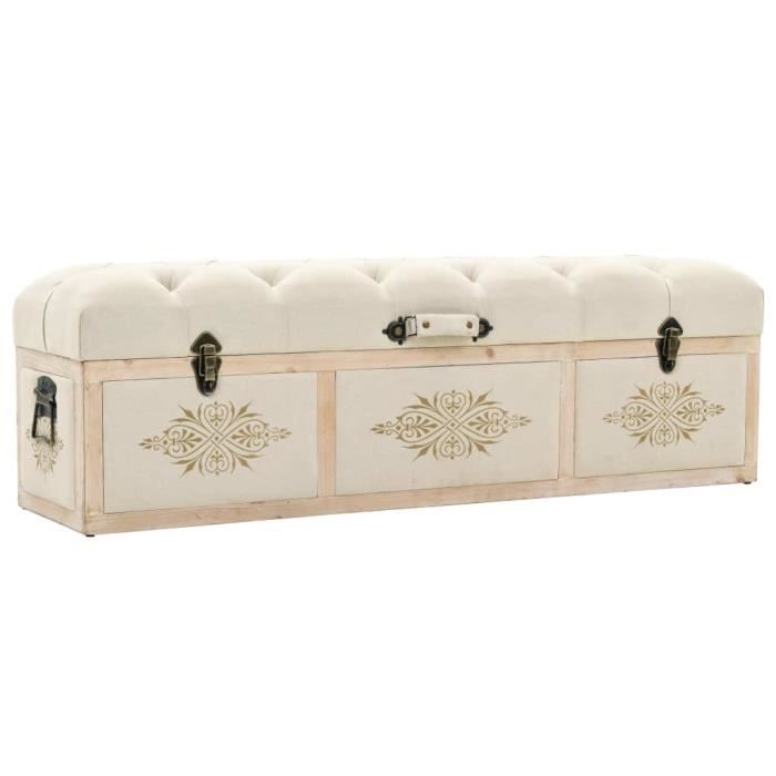 Banc De Rangement Vintage Bois Massif Et Tissu 120 X 32 X 38 Cm Achat Vente Banc Soldes Sur Cdiscount Des Le 20 Janvier Cdiscount