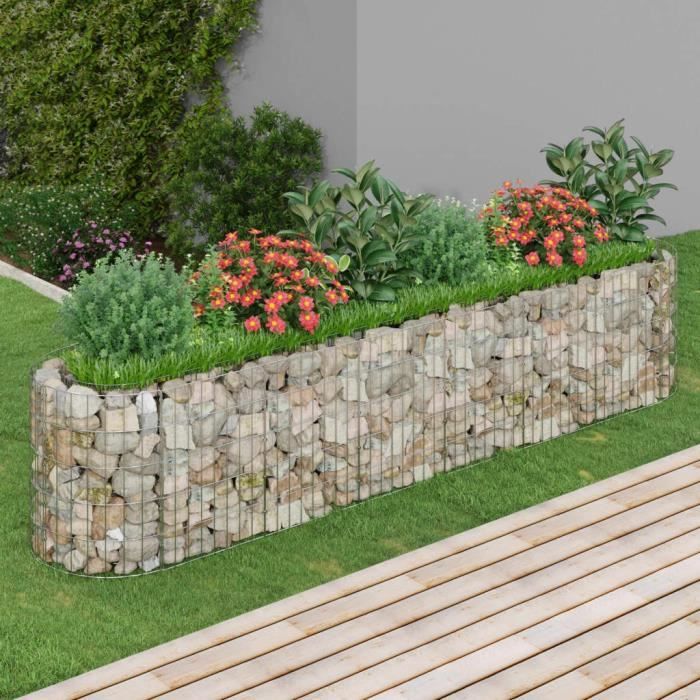 Homgoday Jardinière D'extérieur En Gabion Avec Lit Surélevé En Fer Galvanisé 300 X 100 X 50 Cm, Jardinière D'extérieur En Gabion Pierre Panier Clôture Jardin Gabion