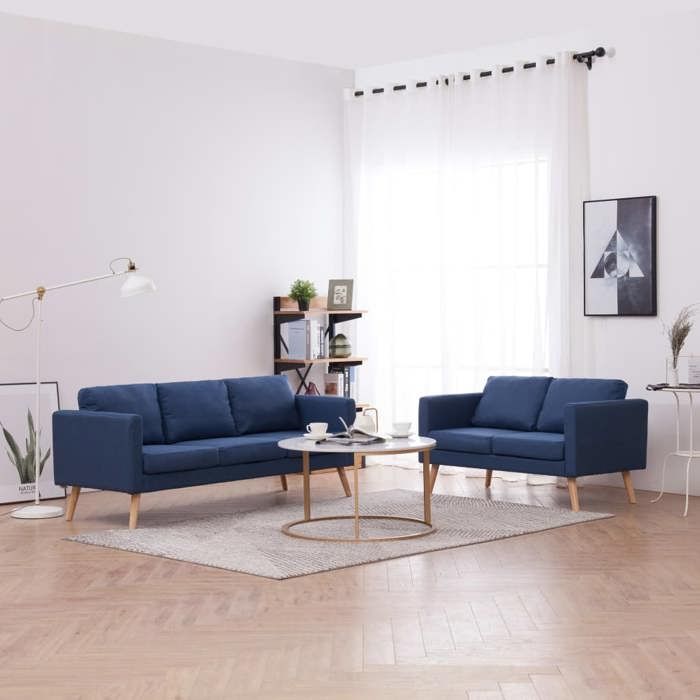 Ensemble de canapé 2 pcs tissu bleu | Leroy Merlin