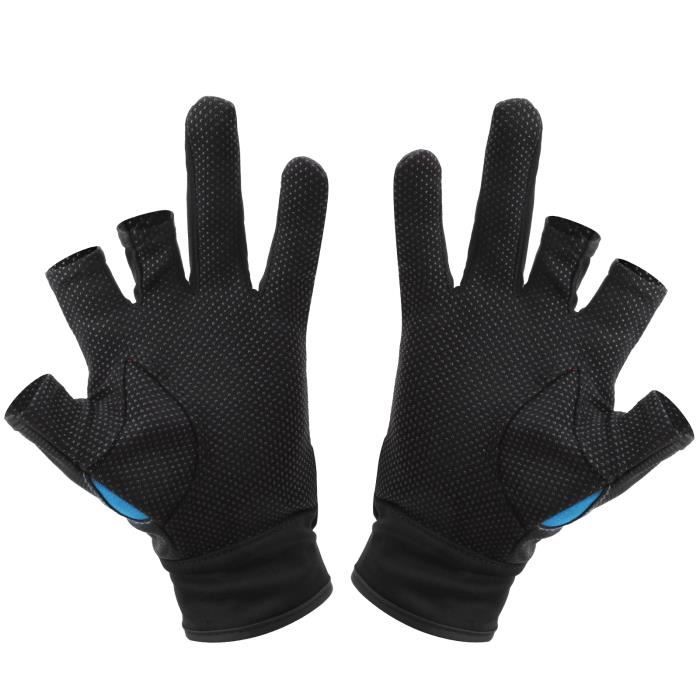 Gants De Pêche Noirs Lot De 3 - Réglables, Antidérapants, Protection Doigts - Pour Homme Et Femme