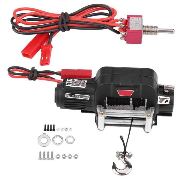 Treuil Métallique Pour Voiture RC 1/10 - Compatible SCX10, D90, D110 - Mini Treuil Électrique Rouge Pour Modèles Tout-Terrain - 12