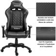 2X Chaise de bureau GAMING fauteuil ergonomique avec coussins, siège style racing gamer chair noir-1