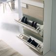 Meuble à chaussures - JALIA - Blanc/Chêne Clair - 3 portes - Design contemporain-1