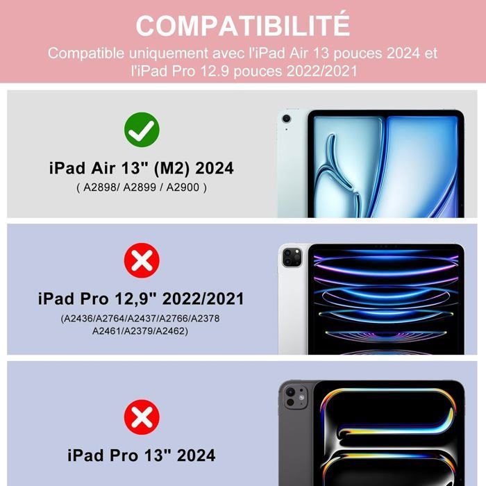 Clavier-coque Avec Trackpad Pour IPad Air 13 (M2, 2024) Et IPad Pro 12.9 (3e à 6e Gen) – RGB, Pliable