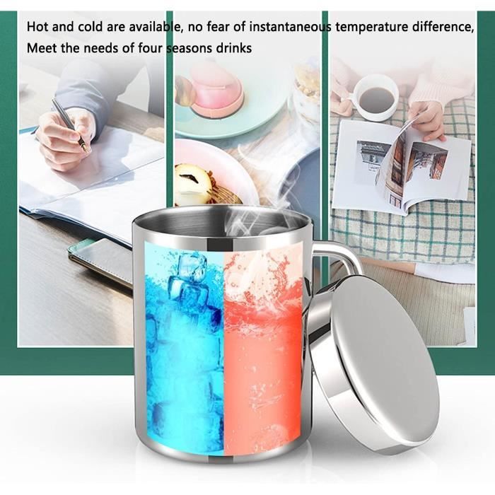 Mug Isotherme Gourde Isotherme Bouteille Isotherme Flasques Inox Thermos  Café Carafe Cafe Tasse Double Couche Avec Couverture[H8134]