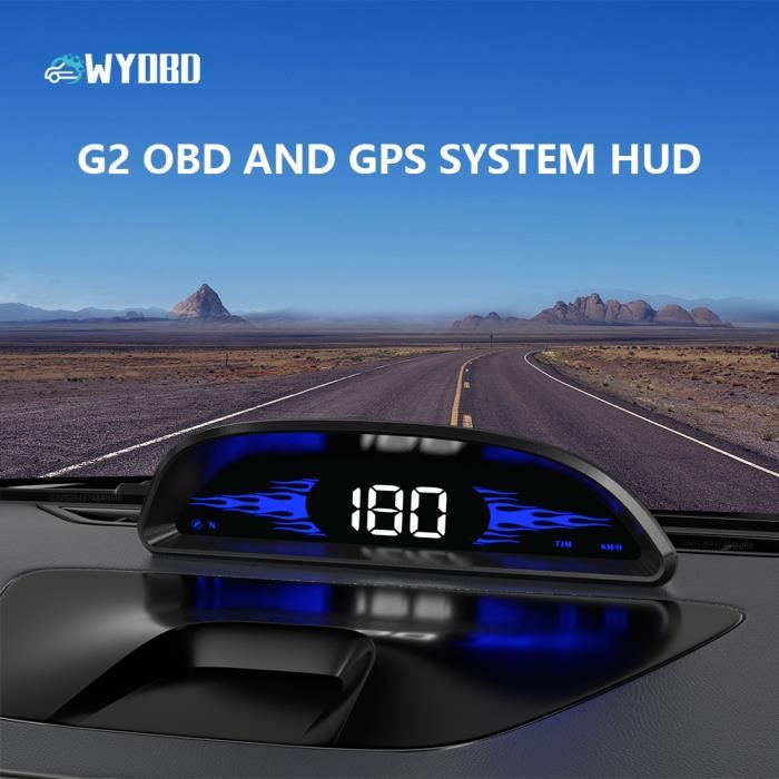 Affichage tête haute G2 pour voiture HUD, GPS LED, boussole de