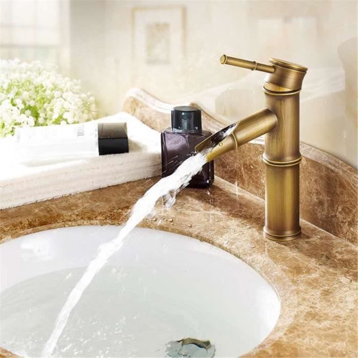 Robinet cascade de couleur or et blanc, en laiton, mitigeur eau chaude et  froide, s'installe sur un lavabo ou un évier B -XUNI2146 - Cdiscount  Bricolage