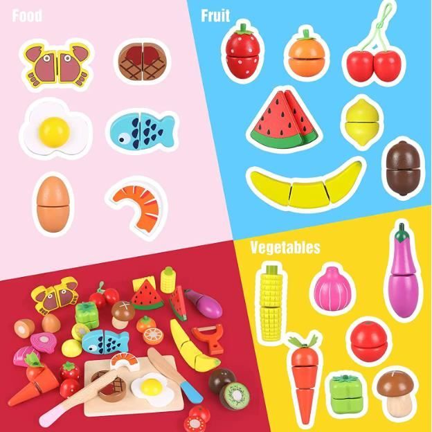 23 PCS Prétendre Jouer Nourriture Enfants Jeu De rôle Cuisine Fruits  Légumes Aliments Jouet Coupe Ensemble DINETTE - CUISINE - Cdiscount Jeux -  Jouets