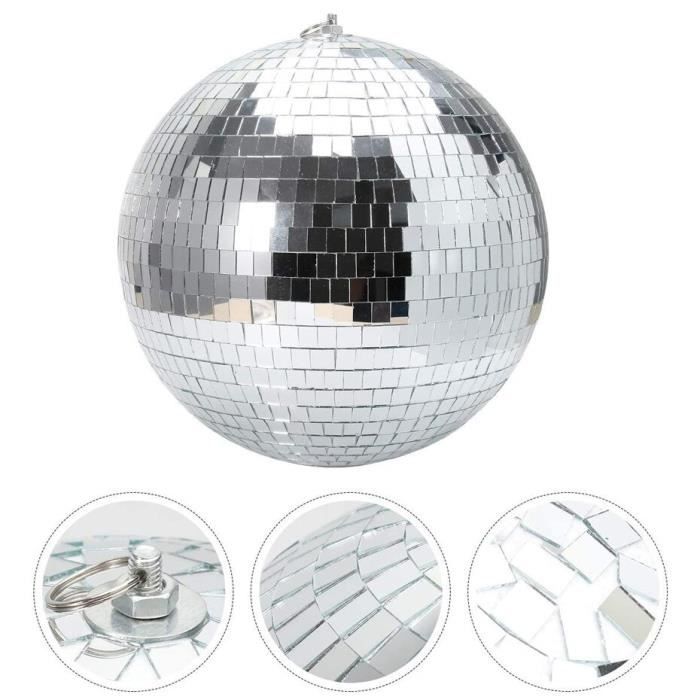 4 boules disco en verre argenté de 15 cm 6 po. avec ficelle à suspendre, boules  disco de fête, mariage, discothèque, fête, décoration à thème -  France