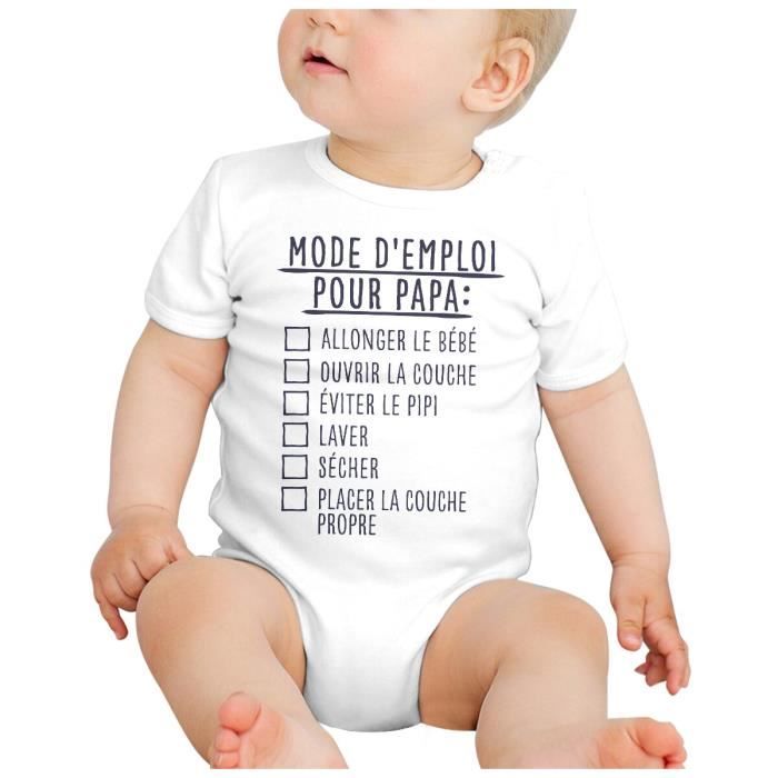 Body Bebe Manche Courte Blanc Mode D Emploi Pour Papa Couche Humour Blague Blanc Cdiscount Pret a Porter