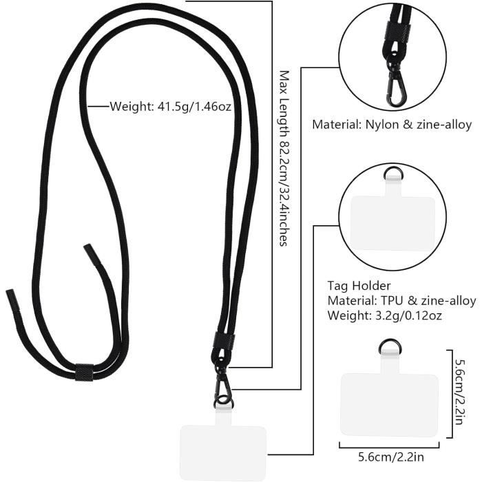 Tour De Cou Téléphone Lanière Universelle Cordon Ajustable Et Détachable Jaune