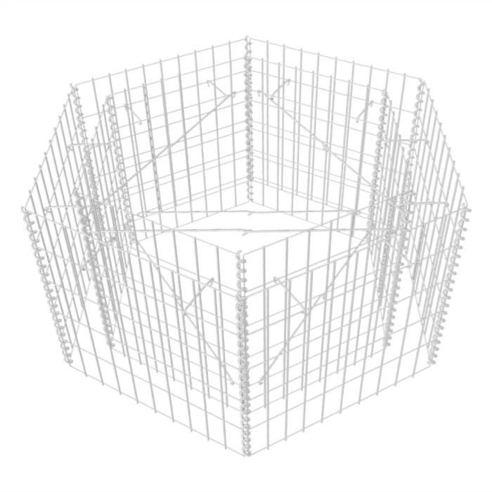 Elegant BAC A FLEUR Lit surélevé à gabion hexagonale 100 x 90 x 50 cm