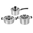 Atyhao pouvez 3pcs acier inoxydable fournitures de cuisine pot de soupe poêle à lait avec fond composé-2