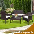 Izrielar Meubles de jardin en verre Balcon ensemble de sièges Ensemble de meubles de jardin Canapé brun SALON BAS DE JARDIN-2