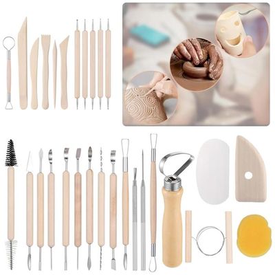 Outil de Poterie Outils de Sculpture Argile Burin pour Potier / Artiste de Céramique Kit 30 Pcs Accessoire pour graveur et outil de précision