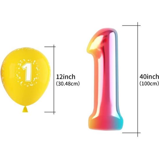 Ballons anniversaire chiffre 1, anniversaire 1 an garcon, 1er anniversaire, ballon  chiffre 1, ballon 1 an, 1 ballons annivers[A238] - Cdiscount Maison