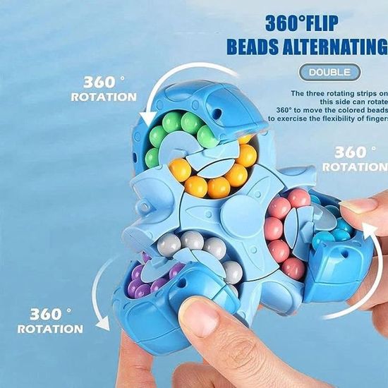 DeAO Cube Rotatif Magic Bean – Haricots Magiques 2-en-1 – Porte-Stylo Et Puzzle De Stress – 60 Perles Colorées – Tourne à 360° – Dès 3 Ans