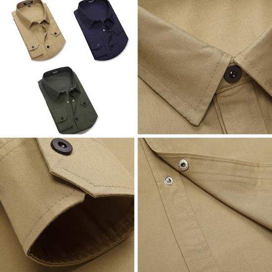 Chemise Homme Manches Longues Boutons Pressions INSFITY Slim Noir Col chemise Noir Cdiscount Pret a Porter