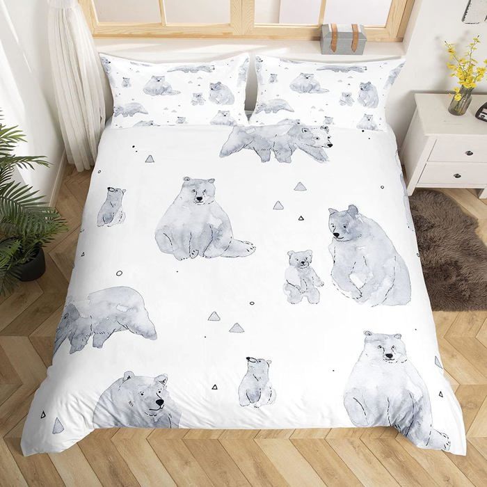 Herding Parure De Lit Bébé Réversible Petit Ours Endormi – Housse Couette 100x135 Cm + Taie 40x60 Cm En Coton/Renforcé, Doux Et Respirant
