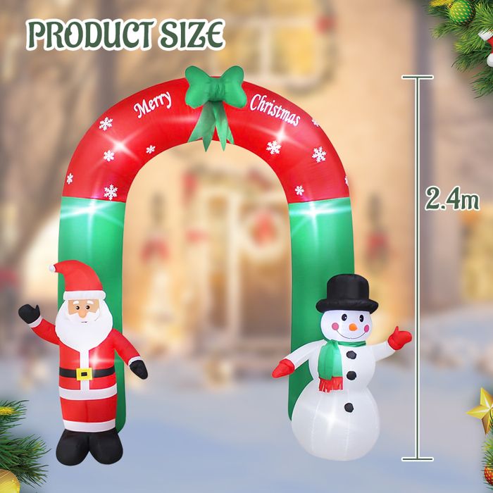 240 Cm Père Noël Gonflable Avec Voiture, Bonhomme De Neige Et Pingouin