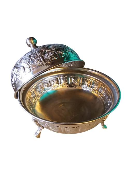 Sucrier Marocain En Cuivre Et Nickel - Fait Main, Finition Argentée - 10 Cm De Diamètre X 9 Cm De Hauteur