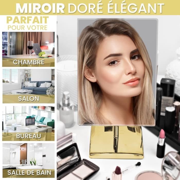 Premier Housewares Grand Miroir Rectangulaire Sur Pied Base Chromée - Ajustable Et Moderne