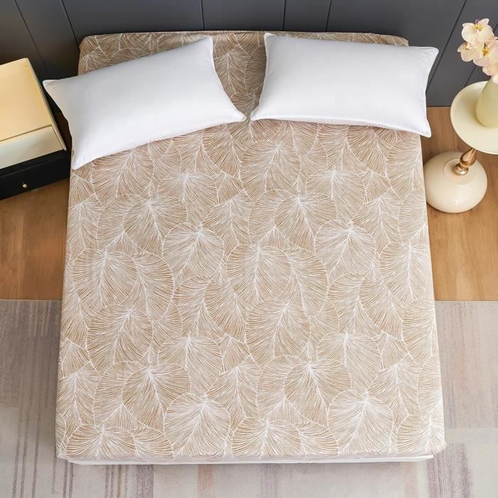 Drap Housse 140x200 Grand Bonnet 30cm Coton Uni Ocre - Today - 2 Personnes