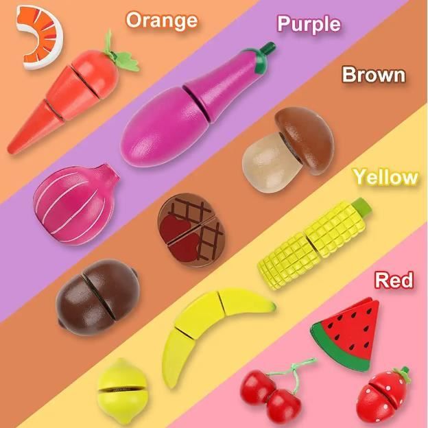 Jeu D'imitation 33 pièces - Jouets Fruits et légumes - Accessoires de  Cuisine pour Enfants avec Sac de Rangement - - Cdiscount Jeux - Jouets