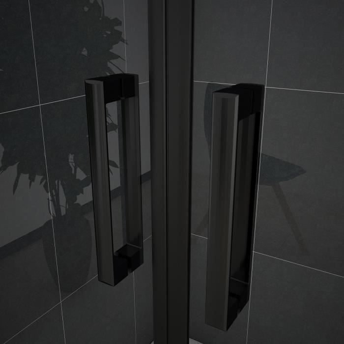 AICA porte de douche 80x200cm porte de douche battante noir en 8mm verre  anticalcaire - Cdiscount Bricolage