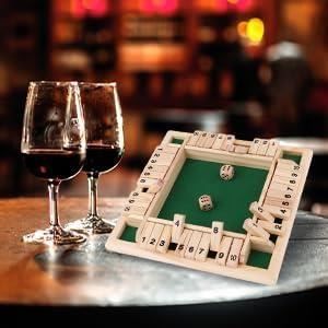Jeu de Plateau en Bois avec 2 Dés et Plaque de Chiffres 1-10 Parfait