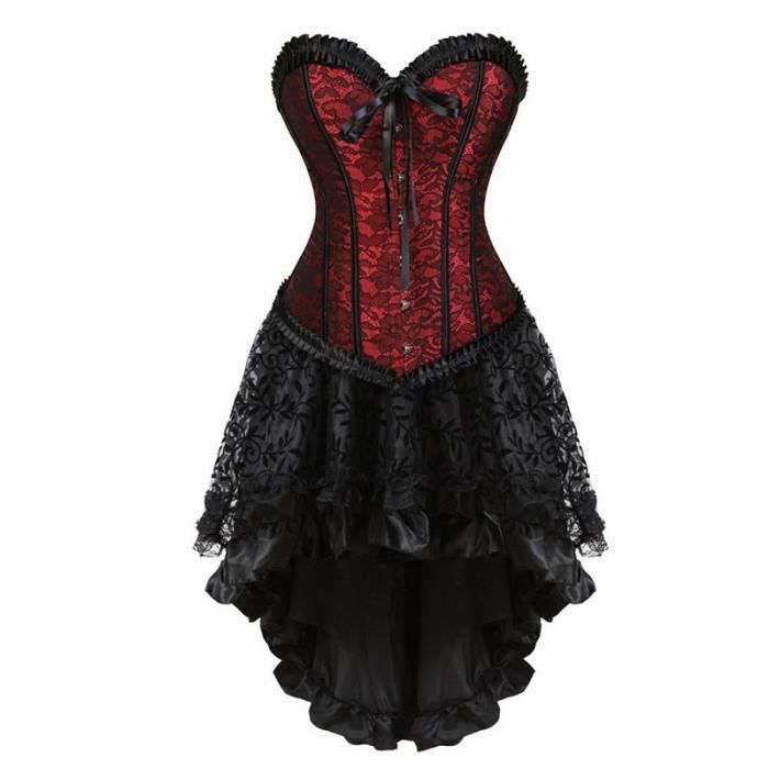 Bustier femme robe Corset gothique a fleurs ensemble jupe et jupe Burlesque Lingerie Clubwear pour femmes Type 2805 7056 purple Blanc Cdiscount Pret a Porter