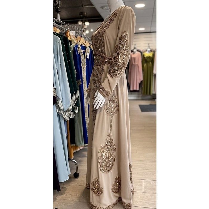 Robe Caftan De Mariage / Takshita - Style Marocain - Velours Rouge - Taille L - Neuf