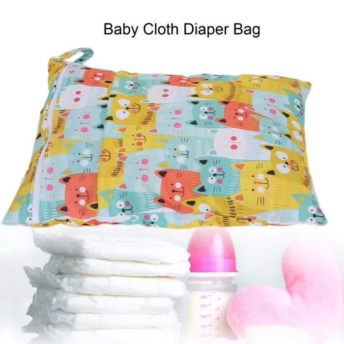 Sacs secs humides pour couches en tissu imperméables réutilisables avec  poches zippées pour articles de bébé