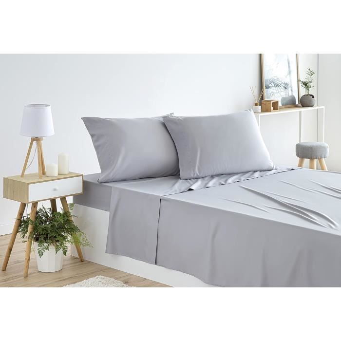Parure de Lit 1 personne microfibre - Drap Plat ZEN