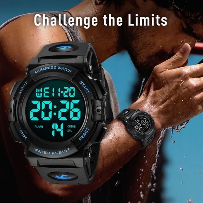 Montre Digitale Sport Noire Unisexe Avec Alarme - Boîte Et Notice Française Incluses - Neuf