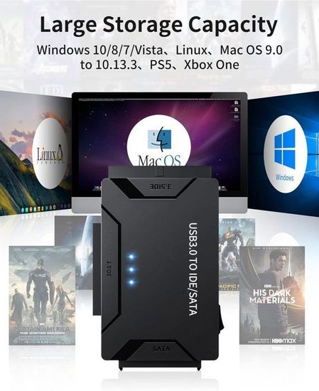Câble adaptateur USB 3.0 pour disque dur SATA ou IDE de 2,5 ou 3,5 (USB3SSATAIDE