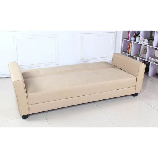 Canapé Convertible 3 Places Clayton Tissu Beige Achat
