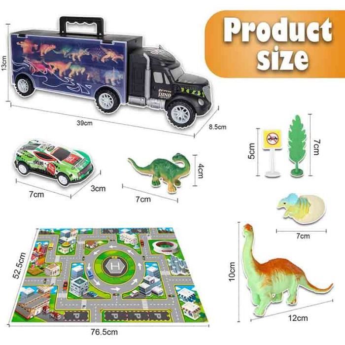 Camion Transporteur de Voitures avec Oeuf et Figurine Dinosaure, Tapis de  Jeu, Mini Voiture de Course, Panneaux pour Enfants 37PCS - Cdiscount Jeux -  Jouets
