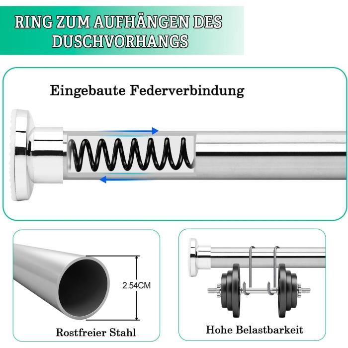 HAOYUNTE 70-120 Cm 1 Rail De Rideau De Douche Rétractable