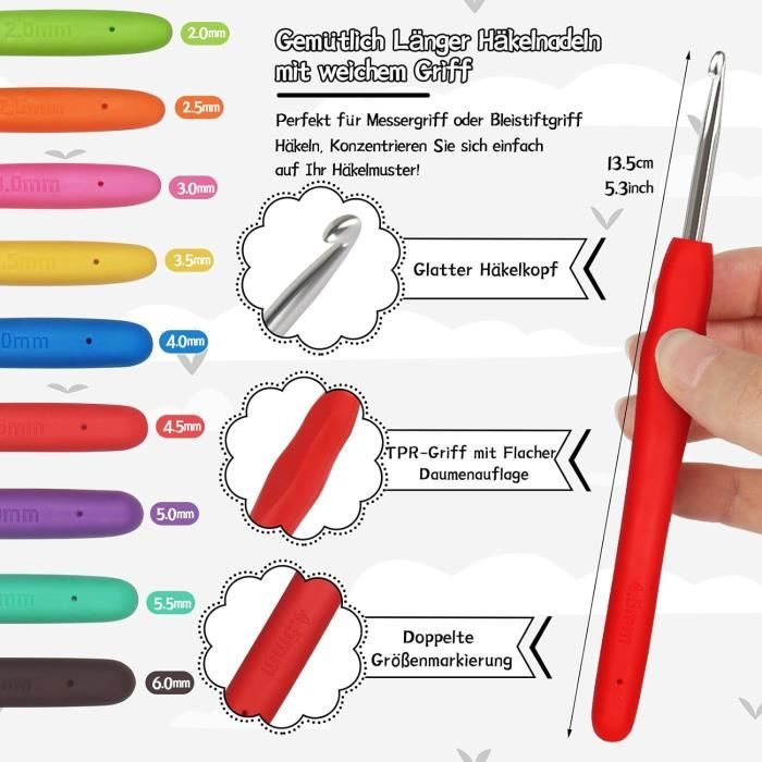 Crochets Au Crochet Ergonomiques, Aiguilles à Crochet Durables Solides
