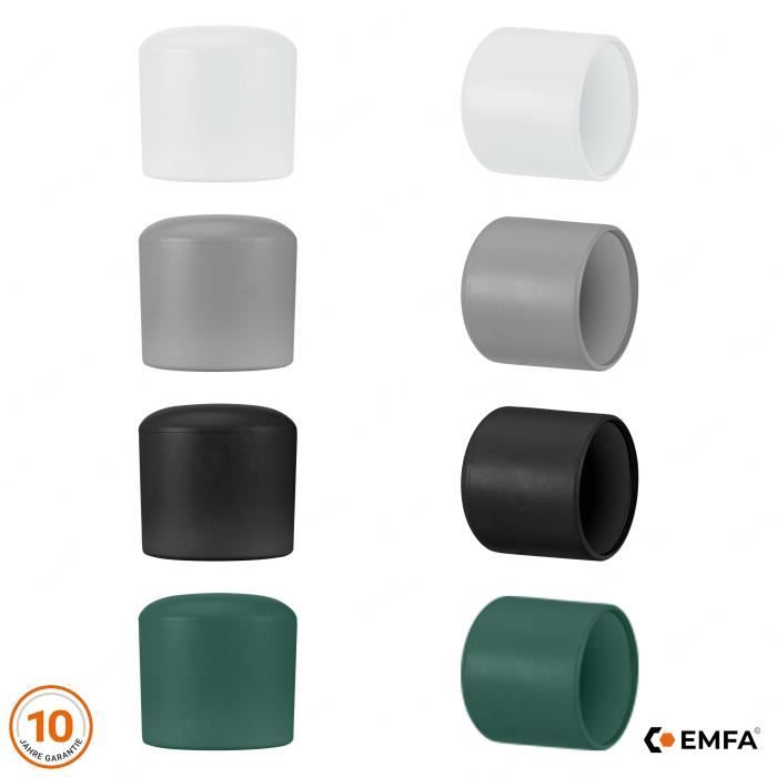 Bouchons Pour Tube Rond D=32/33 Mm - Lot De 5, PVC Souple Vert, Longueur 26 Mm, Protection Embouts