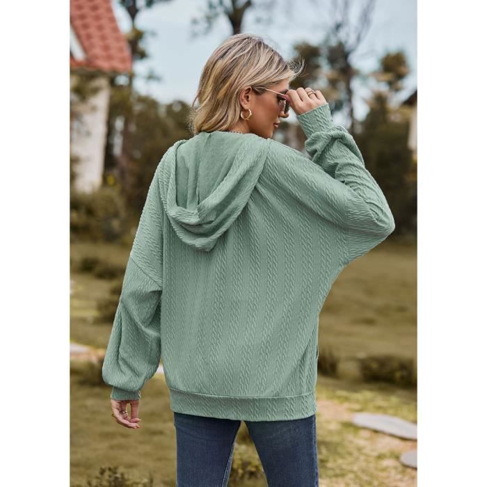 Sweat capuche top femme vert