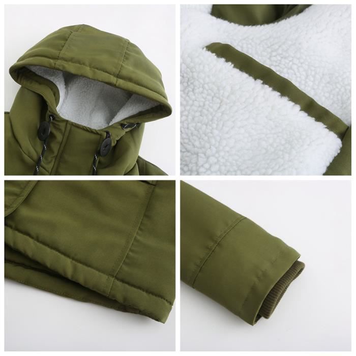 Parka Longue Doublée Polaire - Capuche Ajustable - Fermeture éclair Et Poches Pratiques - Automne/Hiver - 3