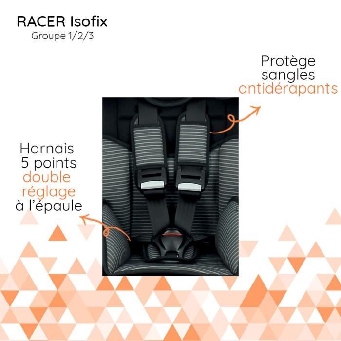 Nania Siege auto isofix RACER groupe 1/2/3 (9-36kg) - Hatrix Gris au  meilleur prix