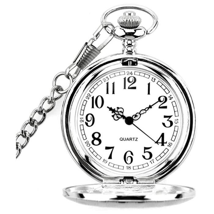 Montre de Poche Quartz Vintage élégant Motif Classique Cadeau