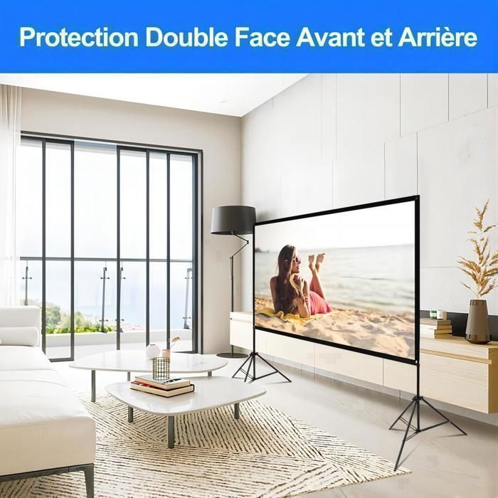 Écran De Projection Portable 84 Pouces - 1080P/4K Compatible, Home Cinéma, Sans Tige, Pliable